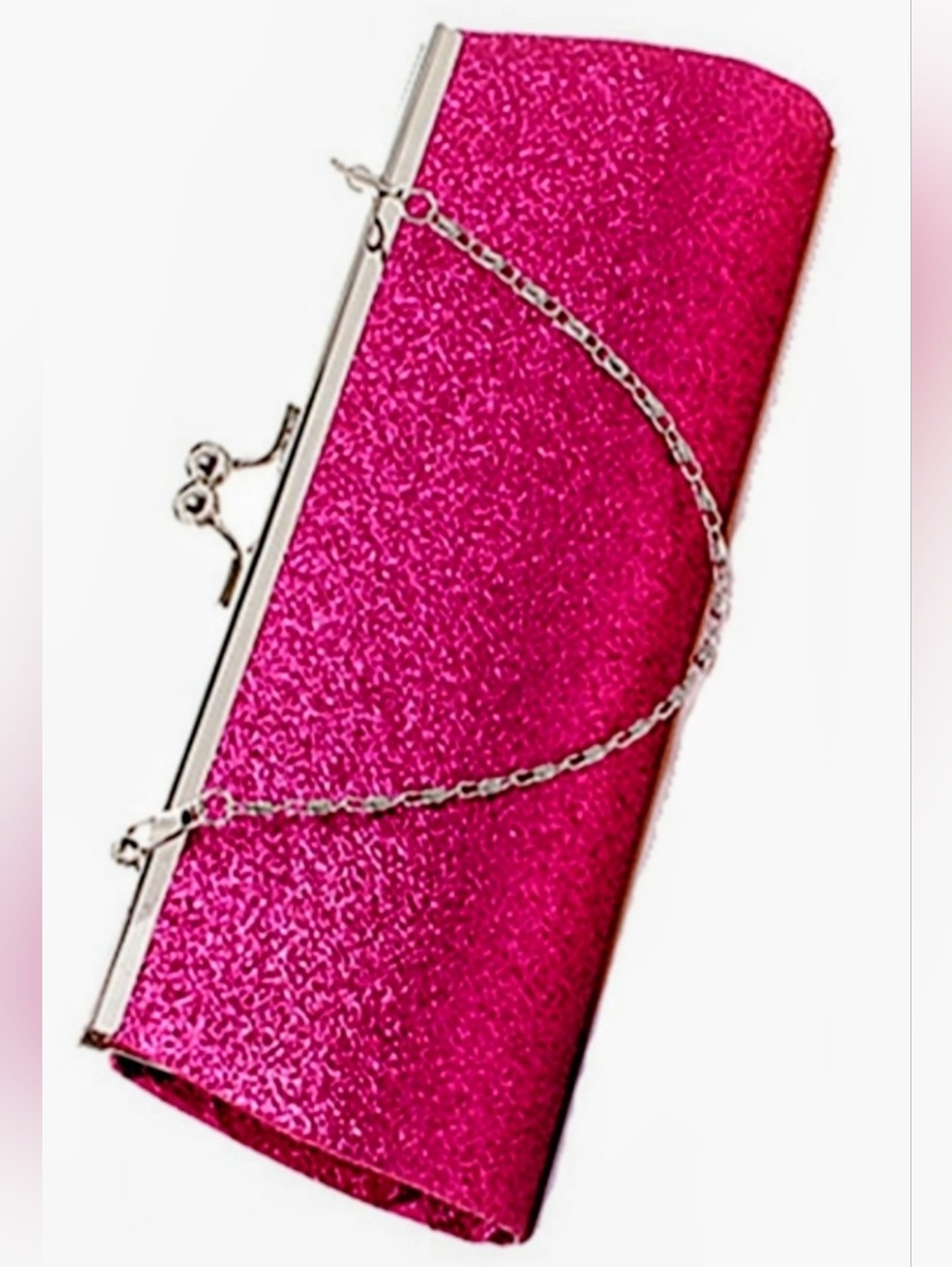 Glitter Clutch Evening Bag w/ Chain | Prom Wedding Party Purse | Sparkly Formal